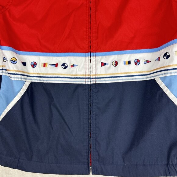 Alia Sport VTG Y2K Windbreaker Colorblock Women’s L Embroidered Nautical Mesh - Picture 2 of 8